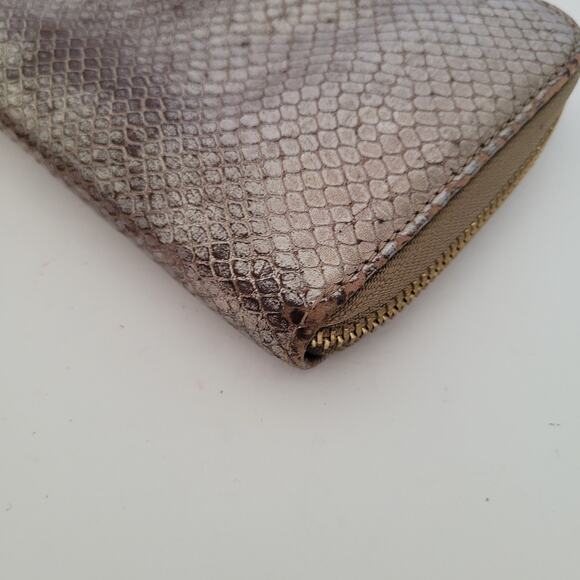 See By Chloe Leather Long Wallet Metalic Silver Zip Around Designer Clutch - Picture 7 of 8